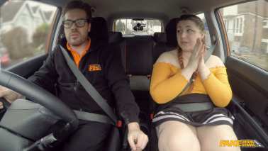 FakeDrivingSchool - Estella Bathory - Cute BBW crashes the car for REAL