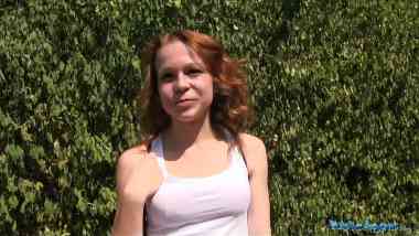 PublicAgent E322 - Rebeca aka Rebecca Black - Fit Slim Redhead Sucks and Fucks in Public