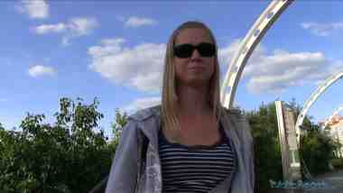 PublicAgent E308 - Violette Pure - Blonde With Clean Shaven Pussy Fucks In The Grass