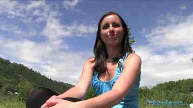 PublicAgent E312 - Laura Cute - Slim Brunette Student Fucks In Field For Cash