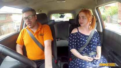 FakeDrivingSchool - Harley Morgan - Voluptuous Redhead Fucks In Car