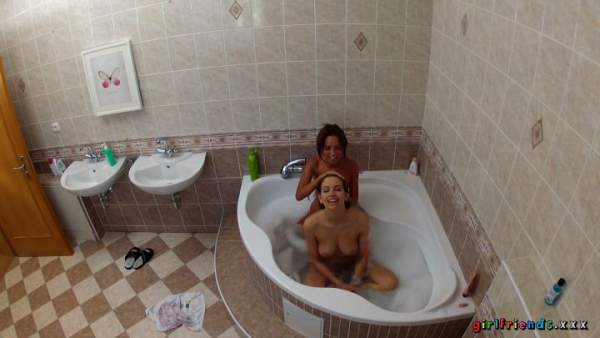 Girlfriends - Gina Devine and Eufrat Mai - Lesbians Wash Each Other's Wet Pussies In The Bathtub