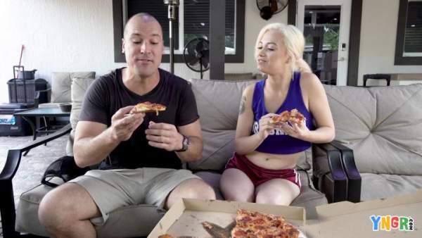 YNGR - Megan Blue Brings Meat Lovers Pizza As An Appetizer Before She Gets Fucked
