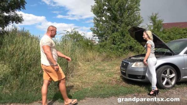 GrandParentsX - Yvette - Teen With Broken Car Gets Fucked