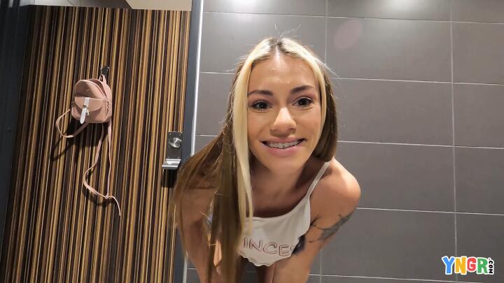 Bang! YNGR - Knightly Rose Takes A Dildo In A Public Bathroom Before Getting Fucked